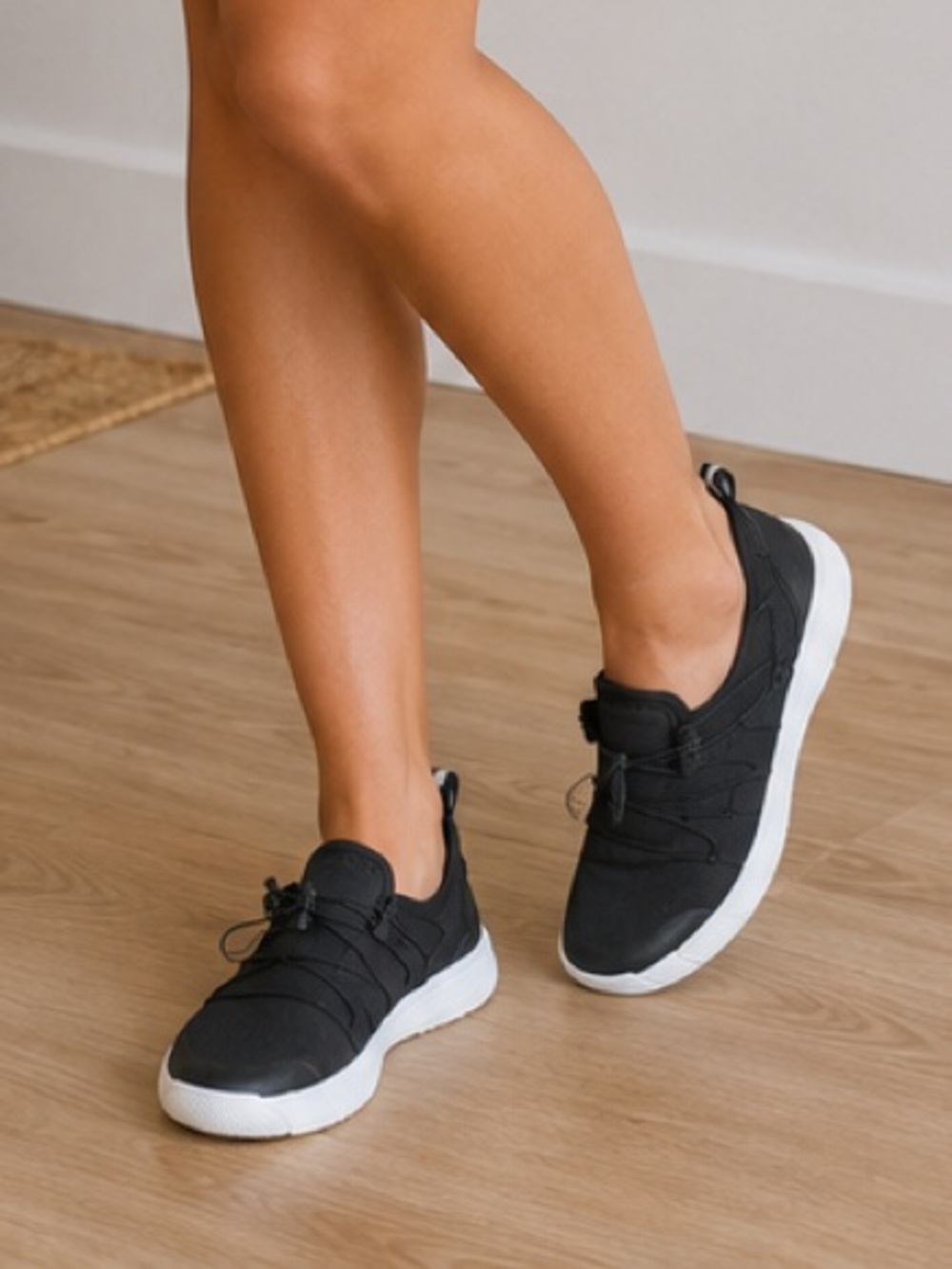 Vans Black Canvas Slip-On Flats with White Soles